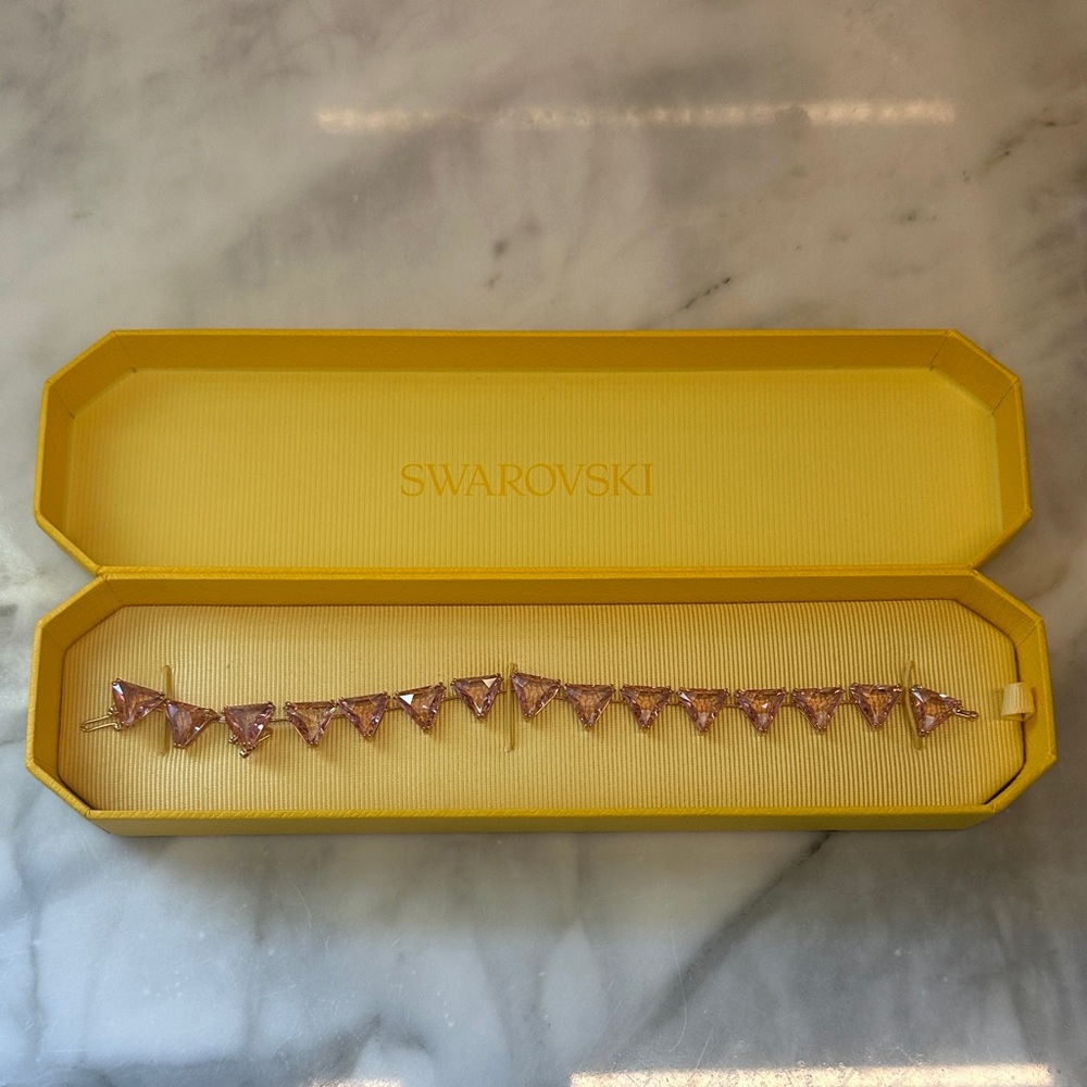 Swarovski Rose Gold Rhodium Triangle Crystal Bracelet